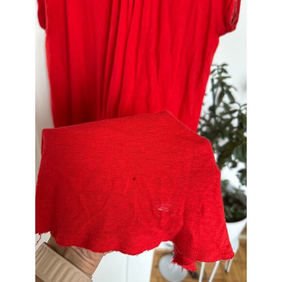 Free People Highland V-Neck Linen Blend Short Sleeve Fit Tunic, Red, Size M - Picture 6 of 7